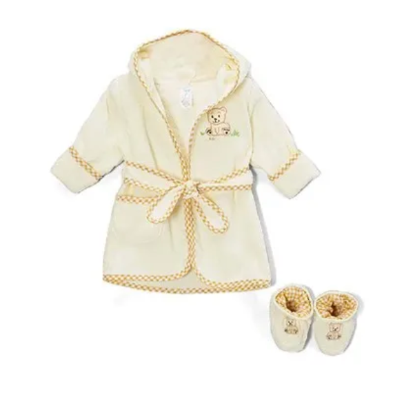100% Cotton Hooded Terry Bathrobe with Booties