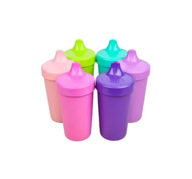 No Spill Sippy Cups in Aqua, Lime, Blush, Pink