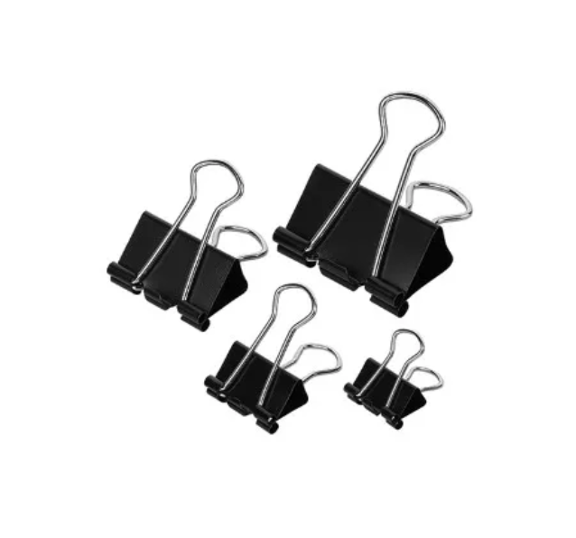 Binder Clips, , Assorted Sizes, Black, Paper